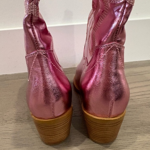 Pink Metallic Cowgirl Western Cowboy Chunky Heeled Boots‎ Size 9 - Picture 9 of 13